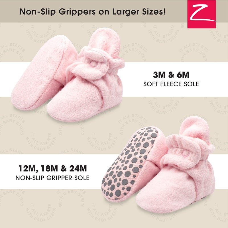 Zutano Unisex Fleece Baby Booties with Organic Cotton Lining, Newborn Essentials, Baby Pink, 6 Months - Image 3